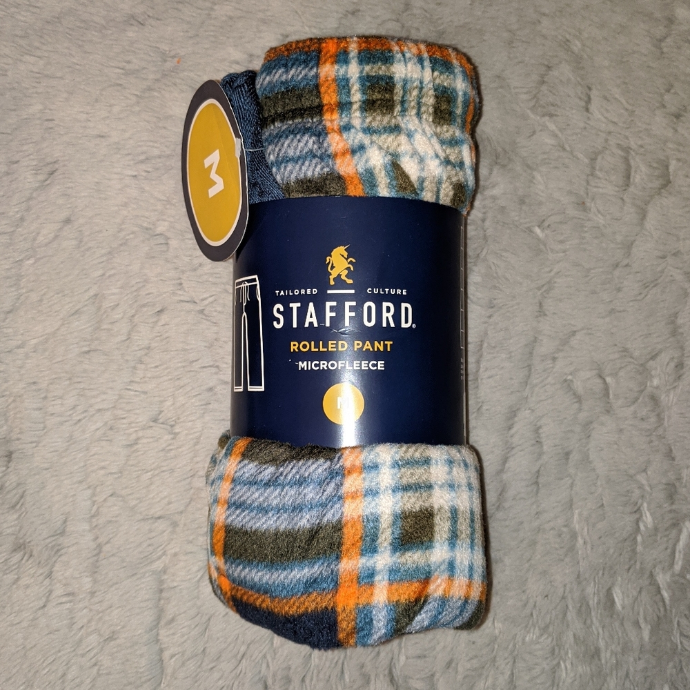 NWT Stafford Microfleece Plaid Rolled Pajama Pants
